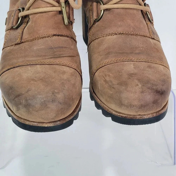 Sorel Addington Chelsea Lace Up Ankle Boots Elk Tan Brown Leather 9 waterproof - Picture 5 of 12